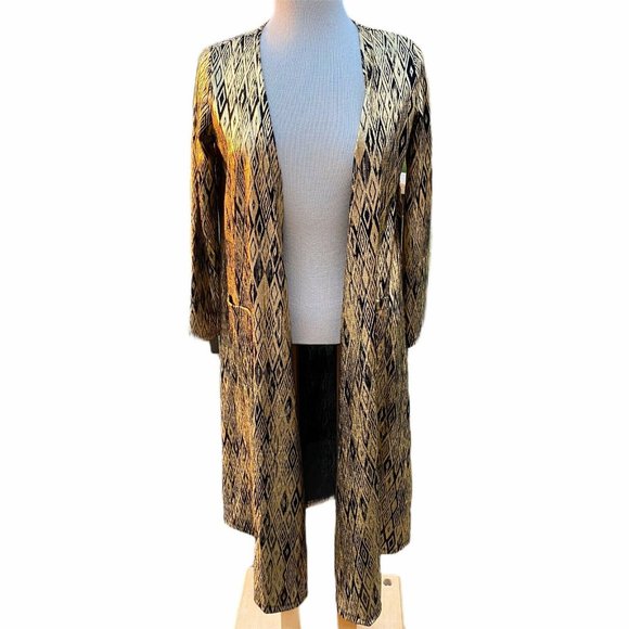 LuLaRoe Sweaters - LuLaRoe LLR Sarah Duster Kimono Gold Metallic sz S